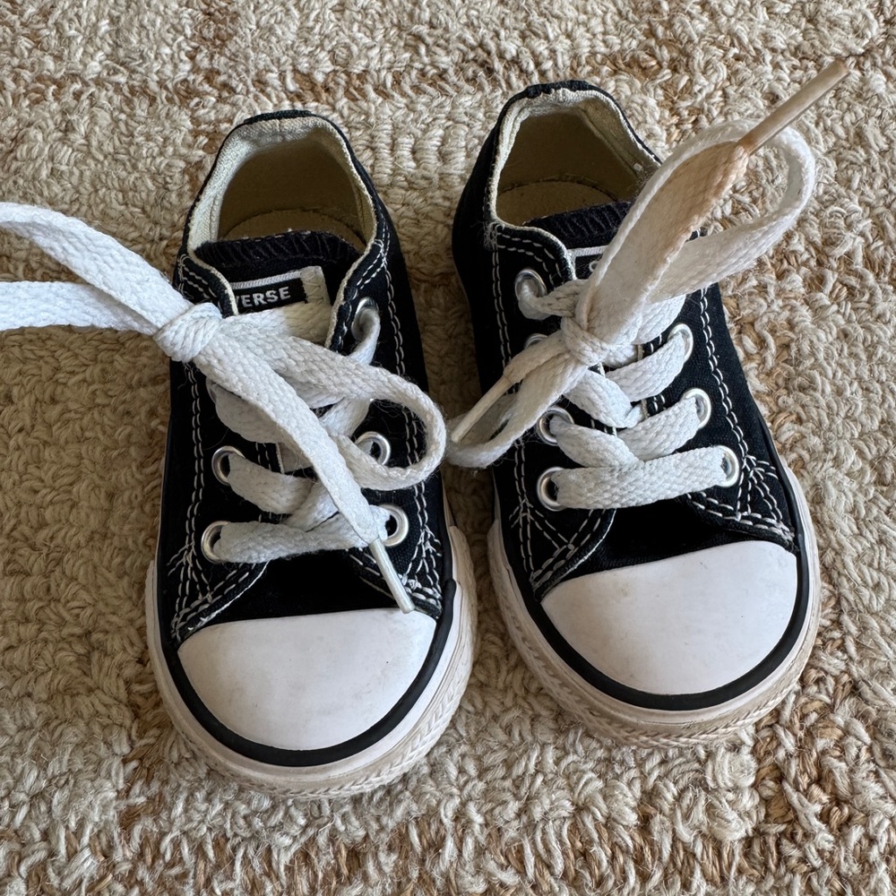 Converse Kids Black and White Lace-Up Sneakers